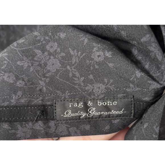 NWT Rag & Bone Mens Large Shirt Dalton Designer Button Up Black Grey Floral $248 - Picture 5 of 10